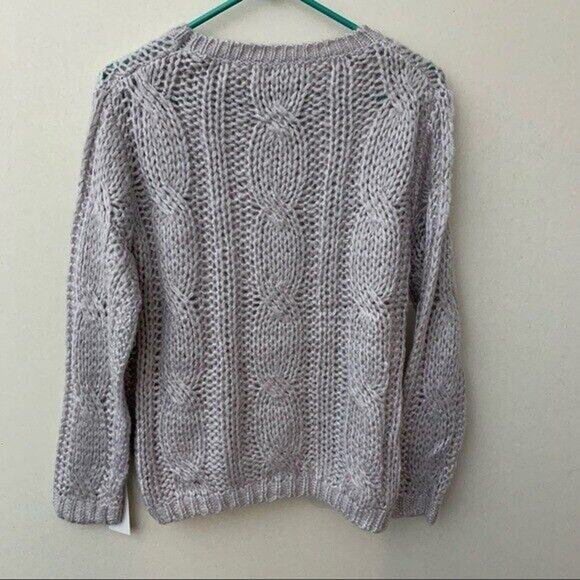 NWT Lumiere Cable Knit Open Knit Sweater Purple/Gray Womens Size Small - Picture 6 of 6